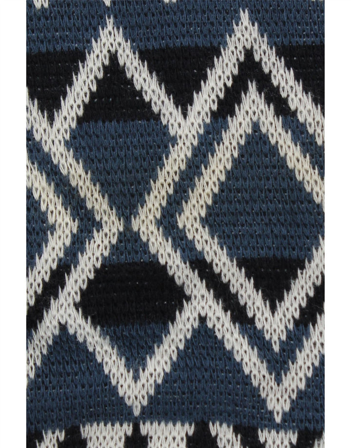 DRALON Mens Crew Neck Jumper Sweater IT 48/50 Medium Navy Blue Geometric