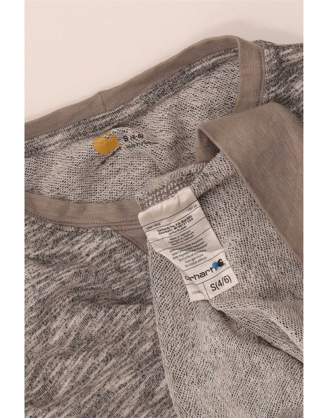 Женский джемпер-свитшот Carhartt, размер США 4/6, маленький серый хлопок с крапинками