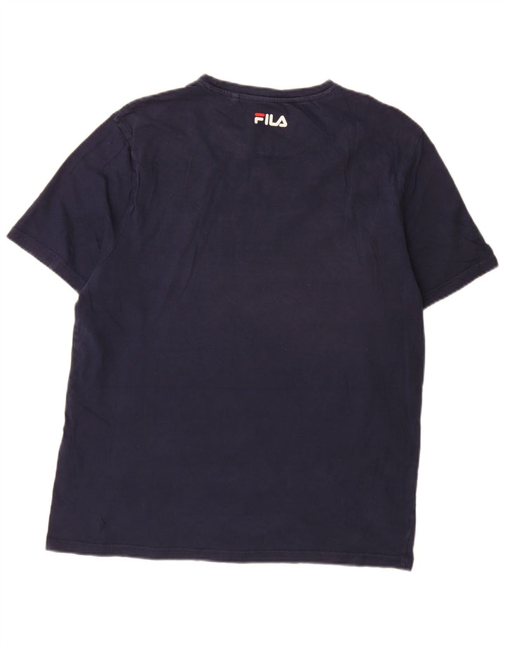 Мужская футболка Fila Top среднего размера, темно-синяя, хлопковая с цветными блоками