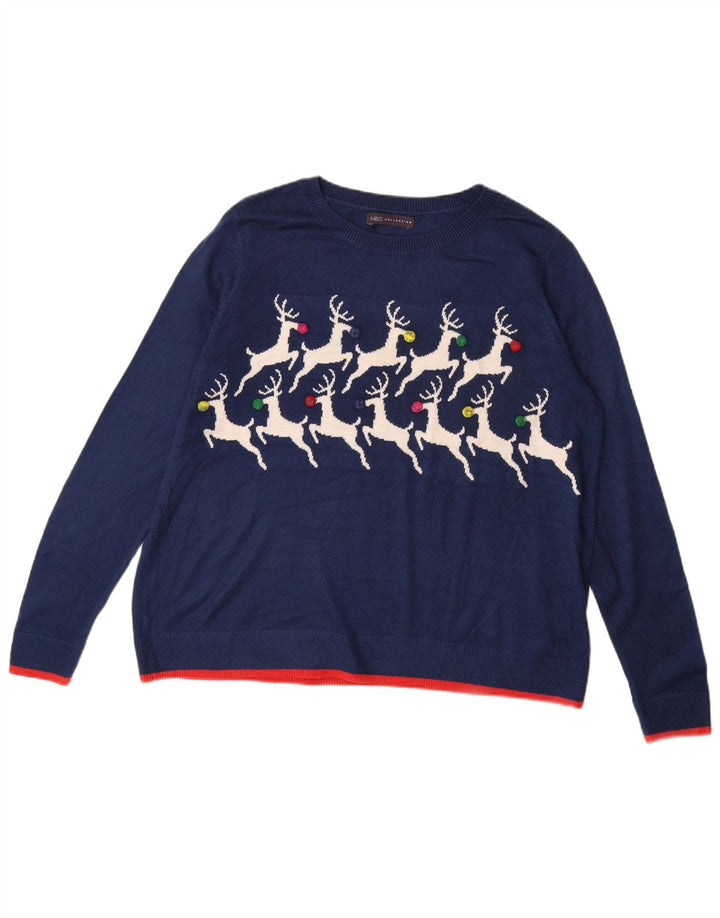 Женский джемпер с вырезом «лодочка» MARKS & SPENCER UK 16, большой темно-синий