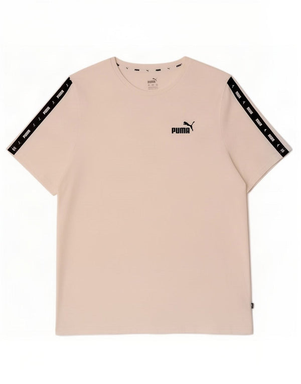 Мужская футболка с рисунком Puma, топ 3XL, белый хлопок с цветными блоками