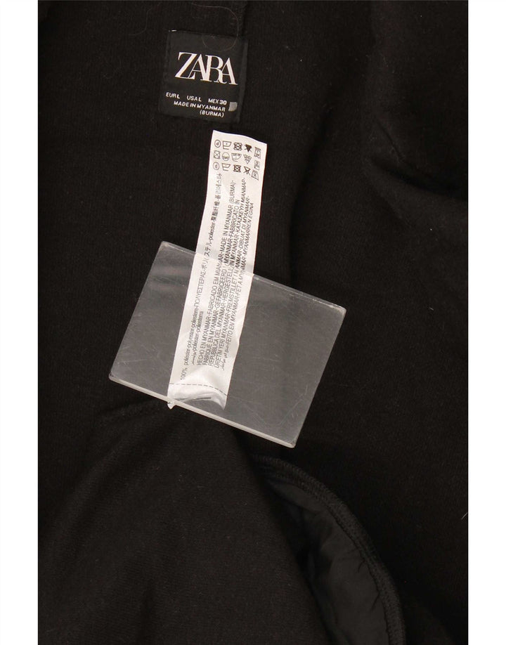Женское открытое пальто Zara UK 16, большой черный полиэстер