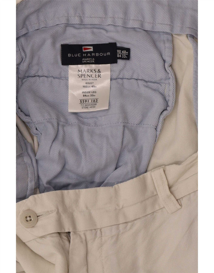 Мужские прямые брюки Marks & Spencer Blue Harbour W40 L33 Off White