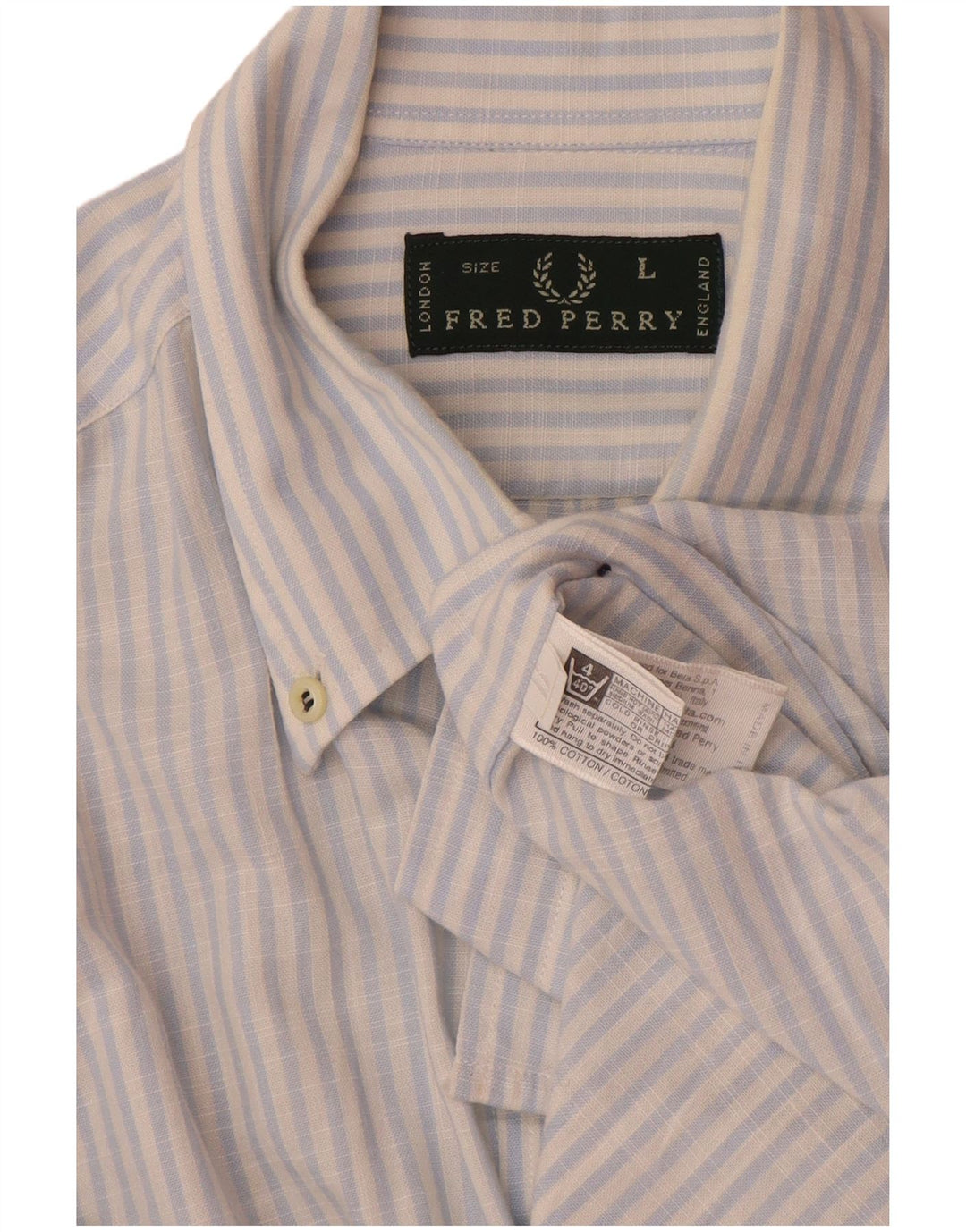 Мужская рубашка Fred Perry в большую синюю полоску из хлопка