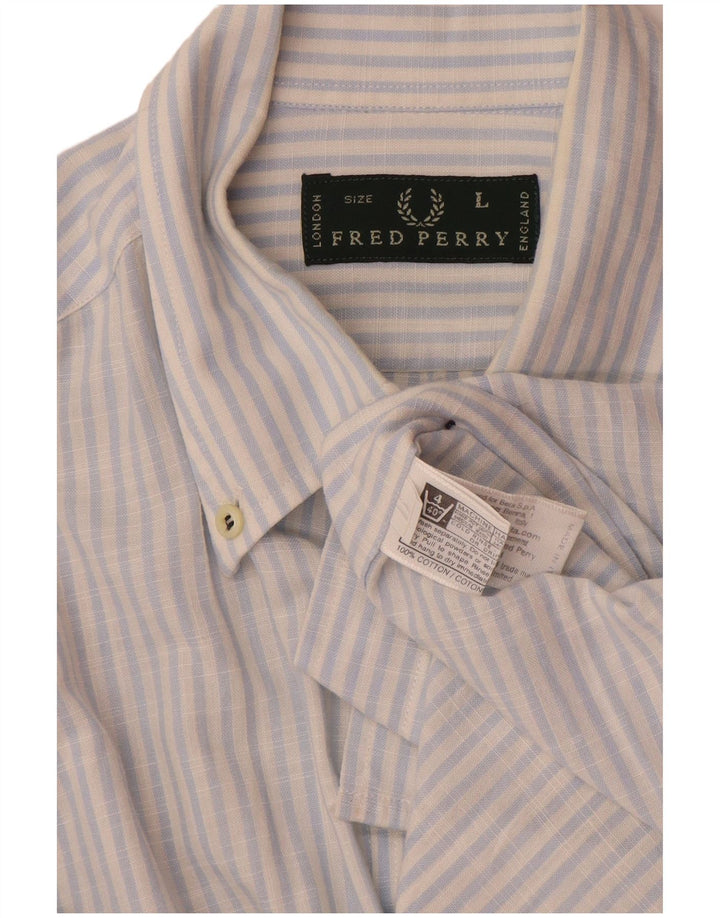 Мужская рубашка Fred Perry в большую синюю полоску из хлопка