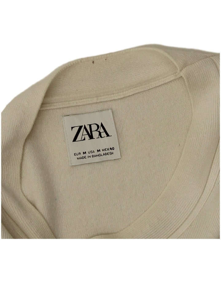 Женский джемпер с вырезом «лодочка» Zara UK 14, средний белый вискоза