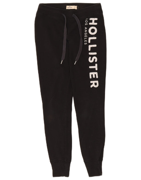 Женские спортивные брюки с графическим рисунком Hollister, джоггеры UK 6 XS, черный хлопок