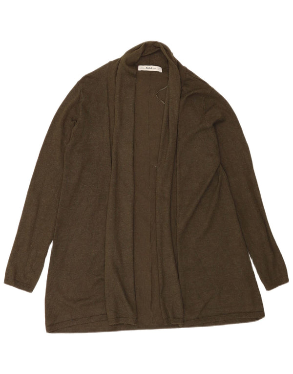 Женский открытый кардиган Zara UK 12, средний хаки, вискоза
