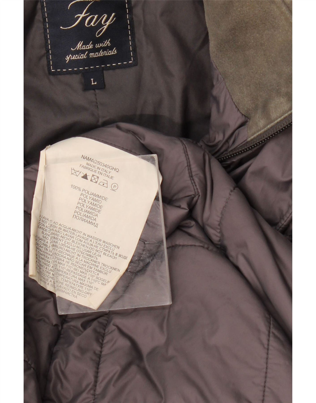 Мужская стеганая куртка Fay UK 40, большая серая, полиамид