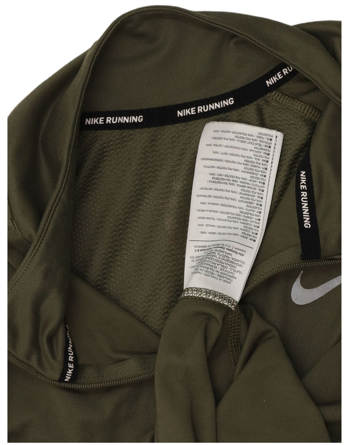 Женский топ для бега с воротником на молнии и длинным рукавом Nike UK 14, полиэстер среднего цвета хаки
