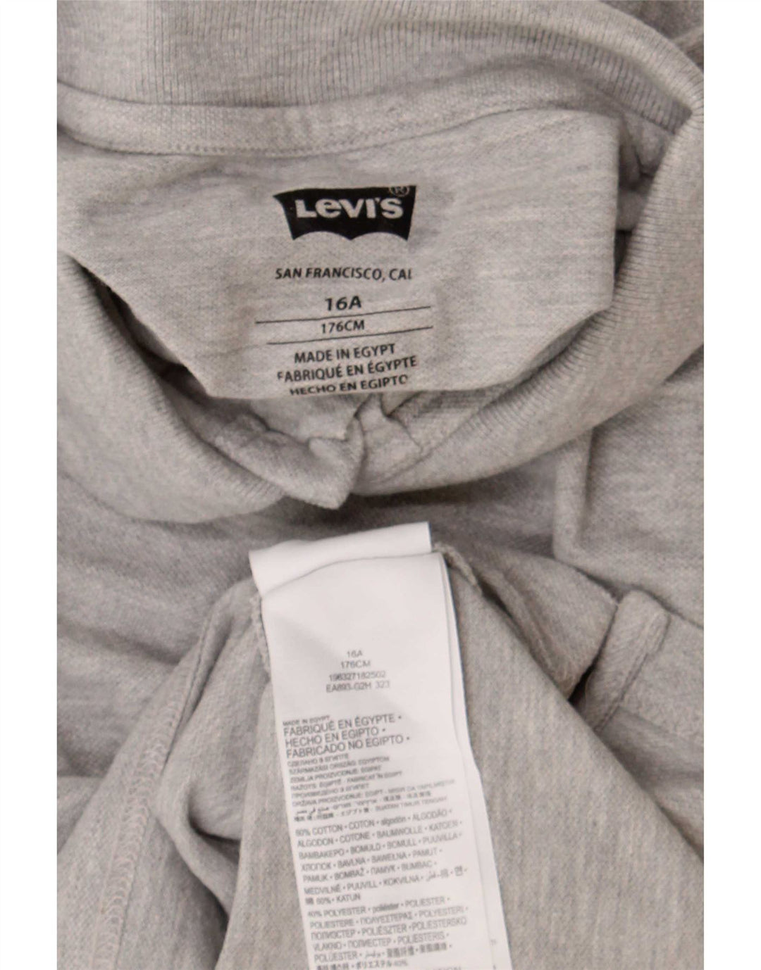 Рубашка-поло Levi's для мальчиков 15-16 лет, серый хлопок с крапинками