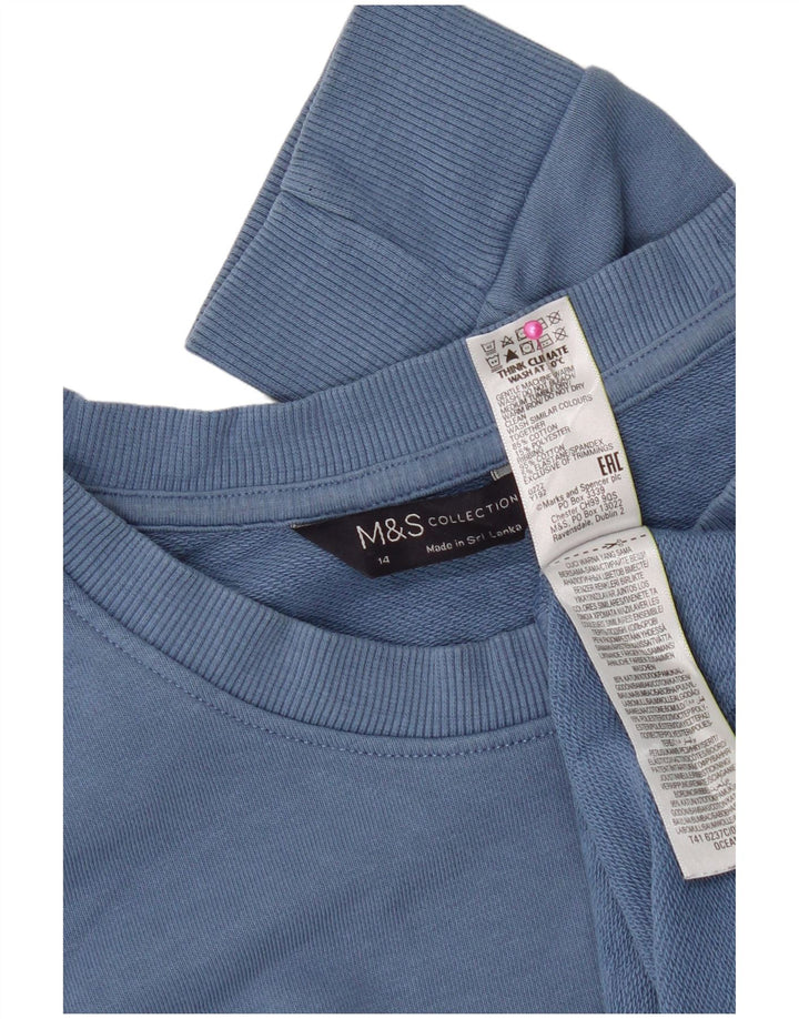Женский свитер Marks & Spencer, хлопковый джемпер, средний синий, Великобритания 14