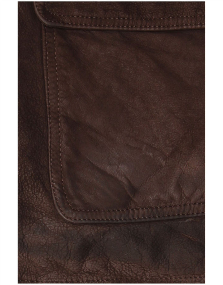 Винтажная мужская кожаная куртка IT 56 3XL Коричневая кожа