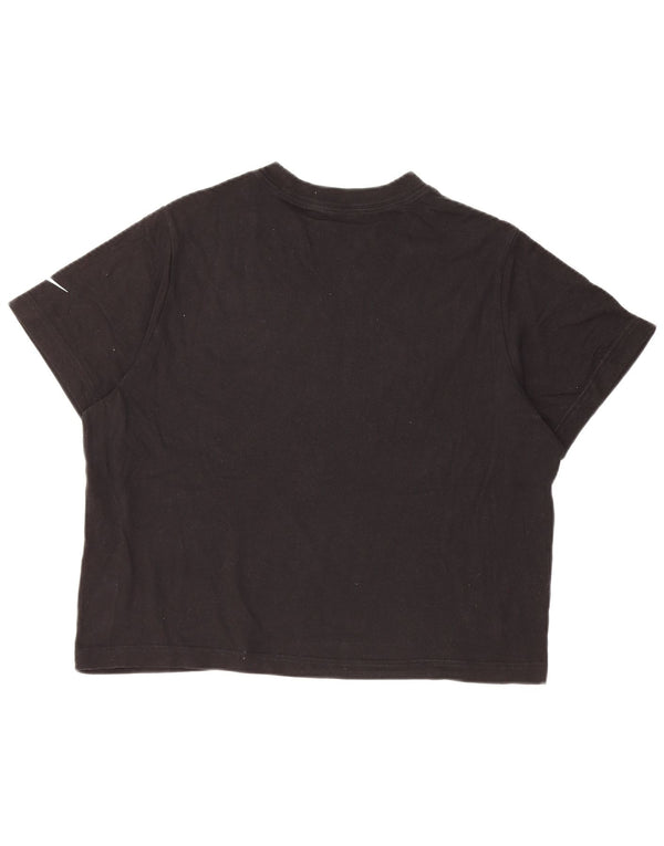 Укороченная футболка свободного кроя с рисунком NIKE для девочек, топ 13–14 лет, размер XL, черный