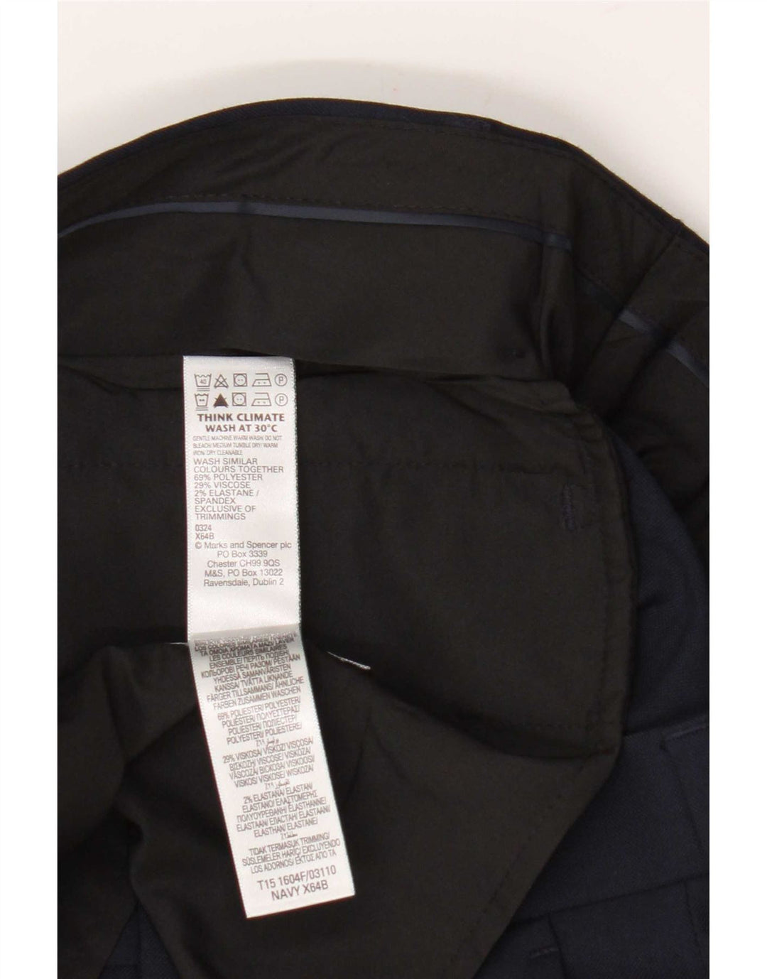 Мужские повседневные брюки приталенного кроя Marks & Spencer W30 L31 темно-синие из полиэстера