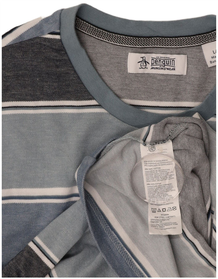 Мужская футболка PENGUIN из хлопка в большую синюю полоску