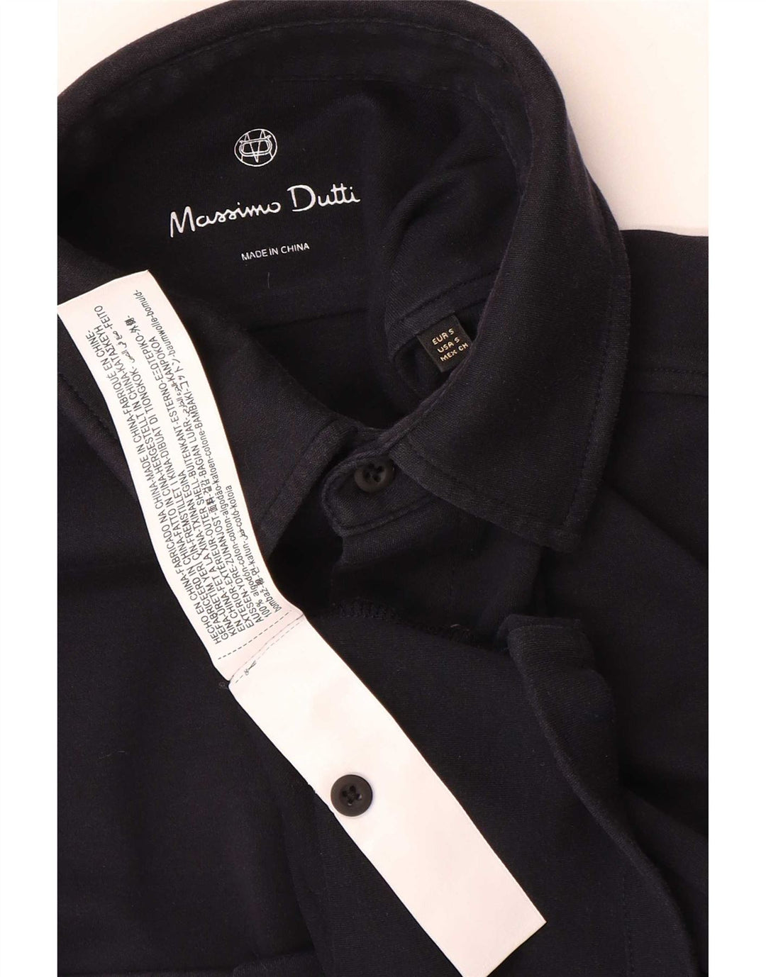 Мужская рубашка с коротким рукавом Massimo Dutti, маленький черный хлопок