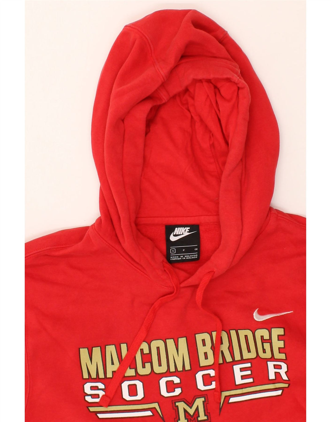 NIKE Mens Graphic Hoodie Jumper Small Red Cotton Vintage Nike and Second-Hand Nike from Messina Hembry 