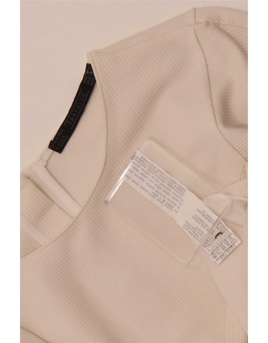 Женская блузка Zara Top UK 14, средний белый хлопок, белый цвет
