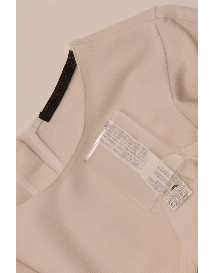 Женская блузка Zara Top UK 14, средний белый хлопок, белый цвет