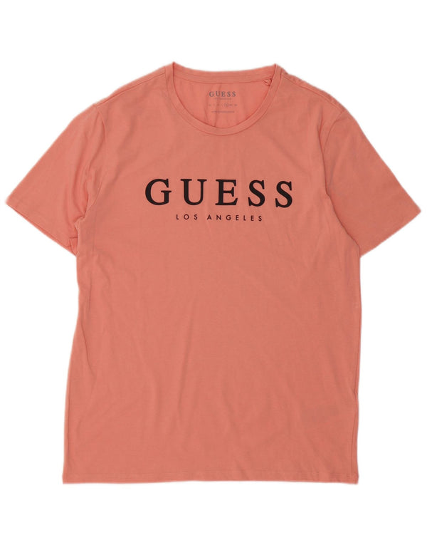 Мужская футболка Guess с рисунком Top UK 42, большой розовый хлопок