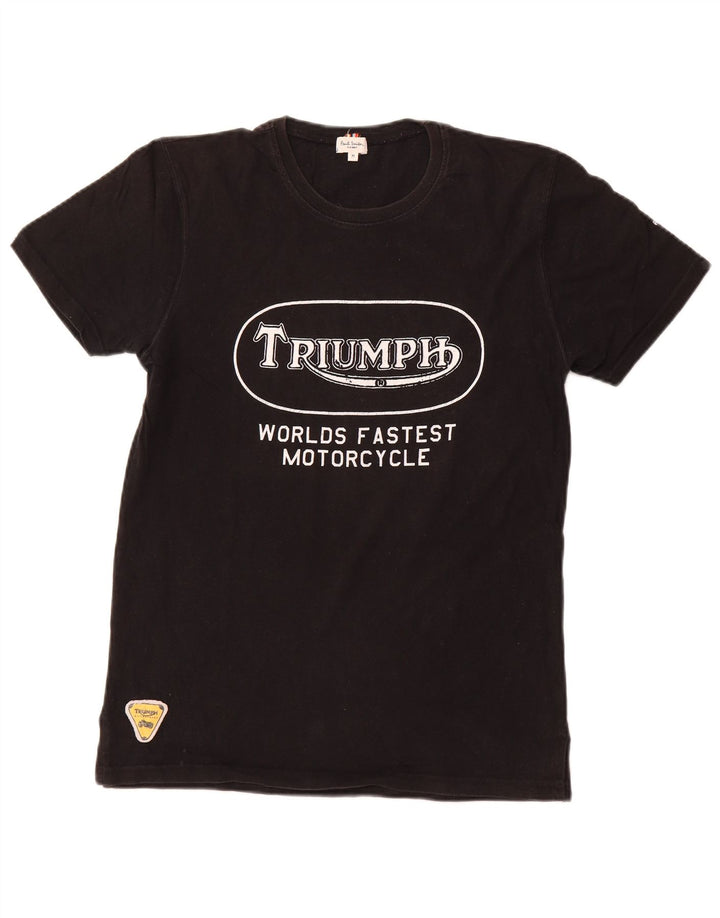 PAUL SMITH Женская футболка Triumph с рисунком Top UK 12, средний черный хлопок