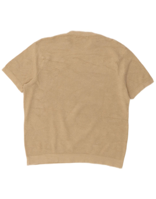 Женский джемпер с короткими рукавами и круглым вырезом Zara, размер UK 10, маленький, бежевый, хлопок