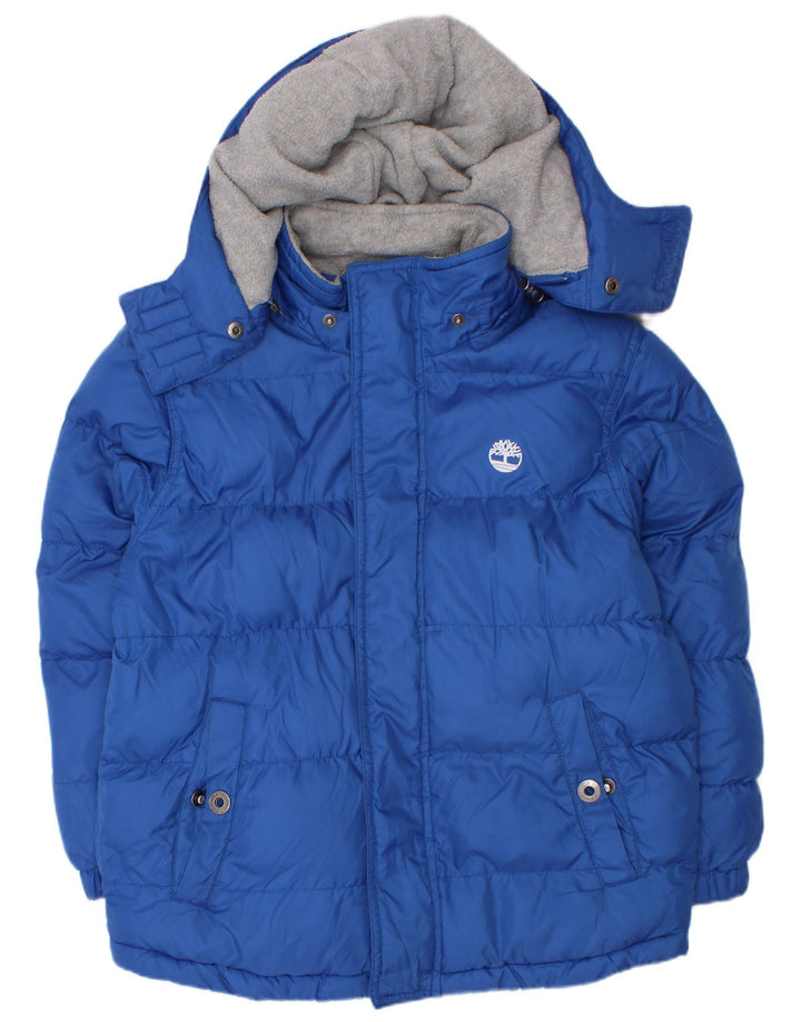 Утепленная куртка Timberland для мальчиков с капюшоном 7-8 лет, синяя, полиэстер