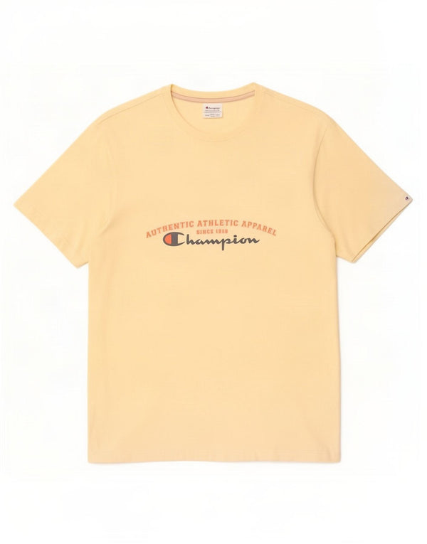 Champion Mens Graphic T-Shirt Top Large Yellow