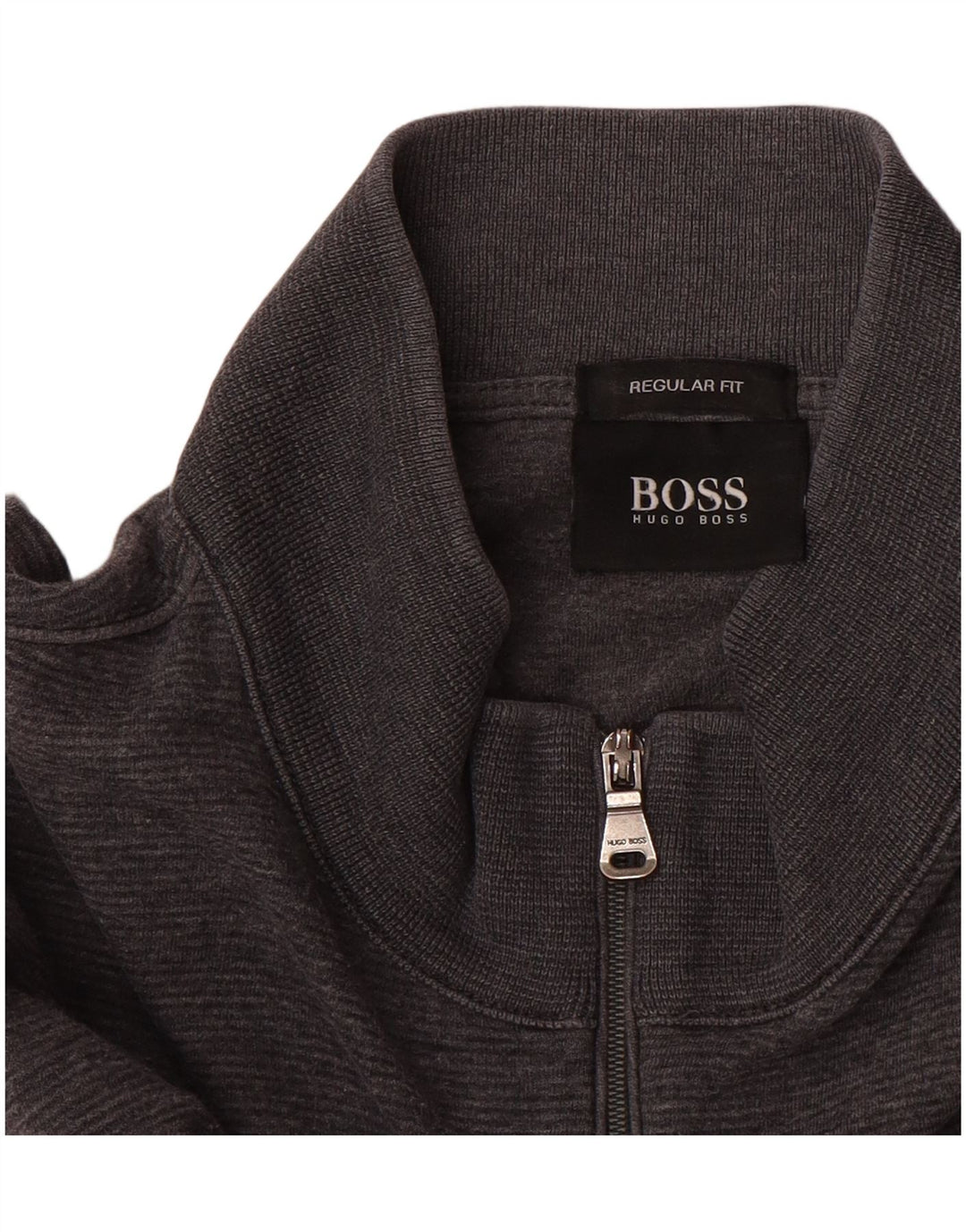 Hugo Boss Мужской свитшот с воротником на молнии стандартного кроя, большой серый джемпер
