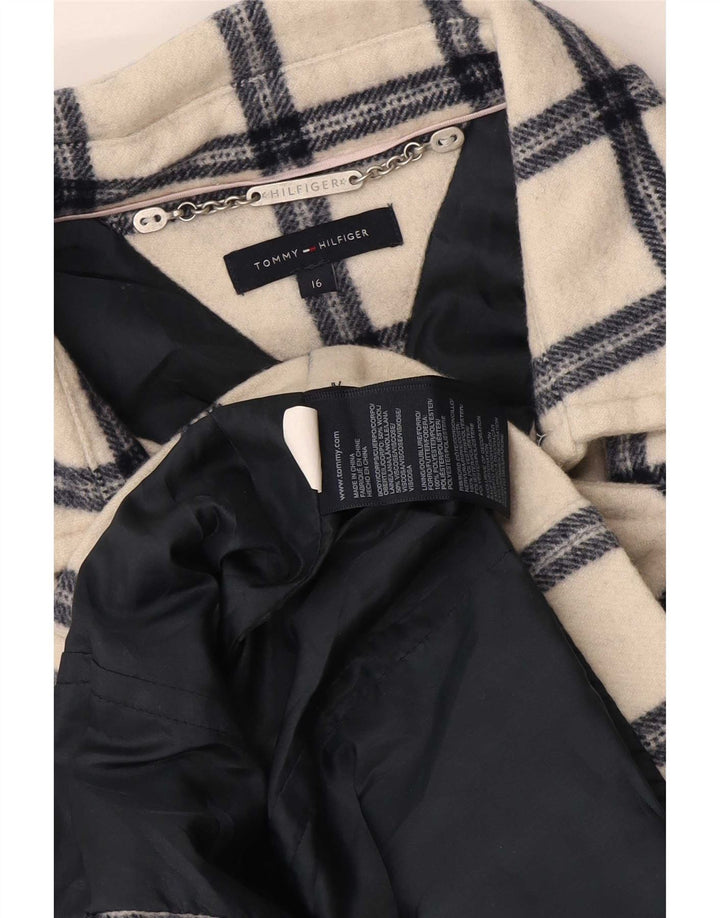 Полупальто Tommy Hilfiger для девочек 15–16 лет, полиэстер в клетку белого цвета