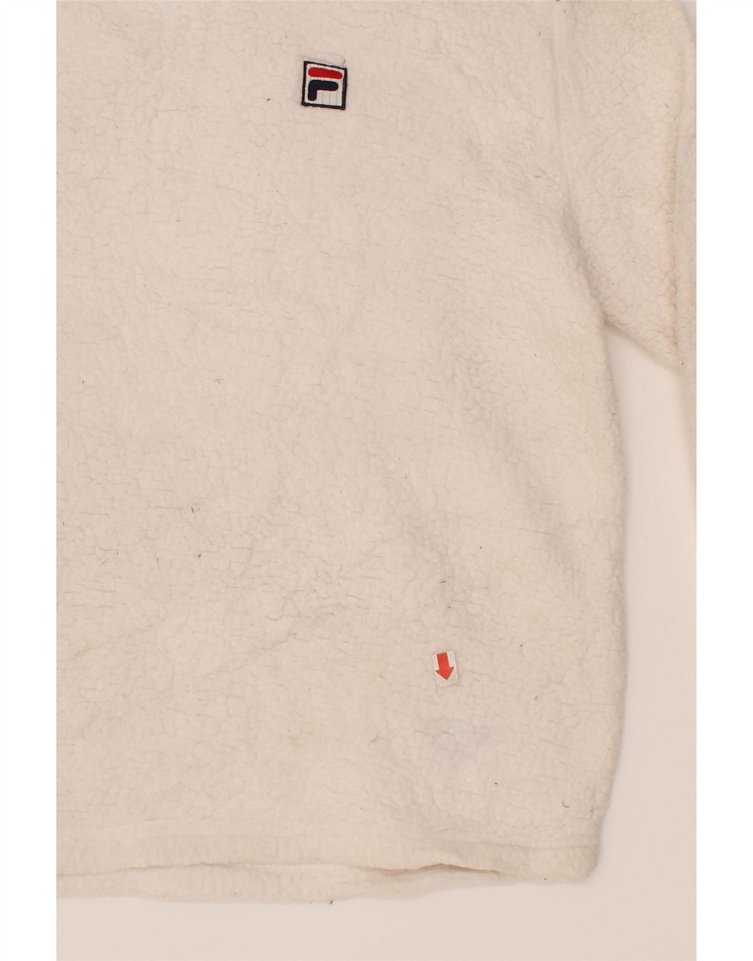 FILA Womens Hooded Fleece Jumper UK 10 Small White Polyester Vintage Fila and Second-Hand Fila from Messina Hembry 
