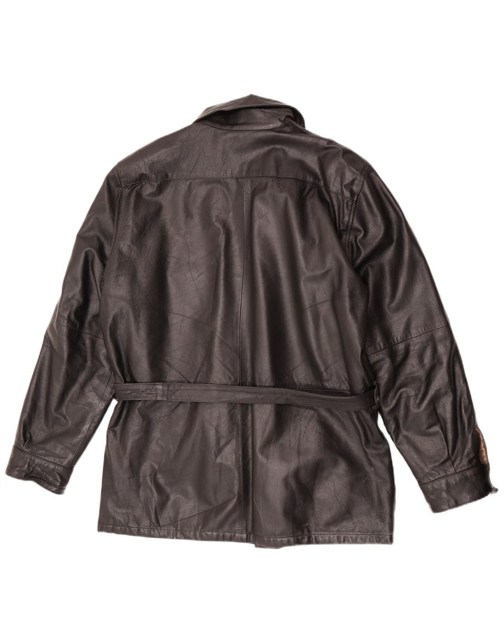 Винтажная мужская кожаная куртка IT 52 XL Черная кожа