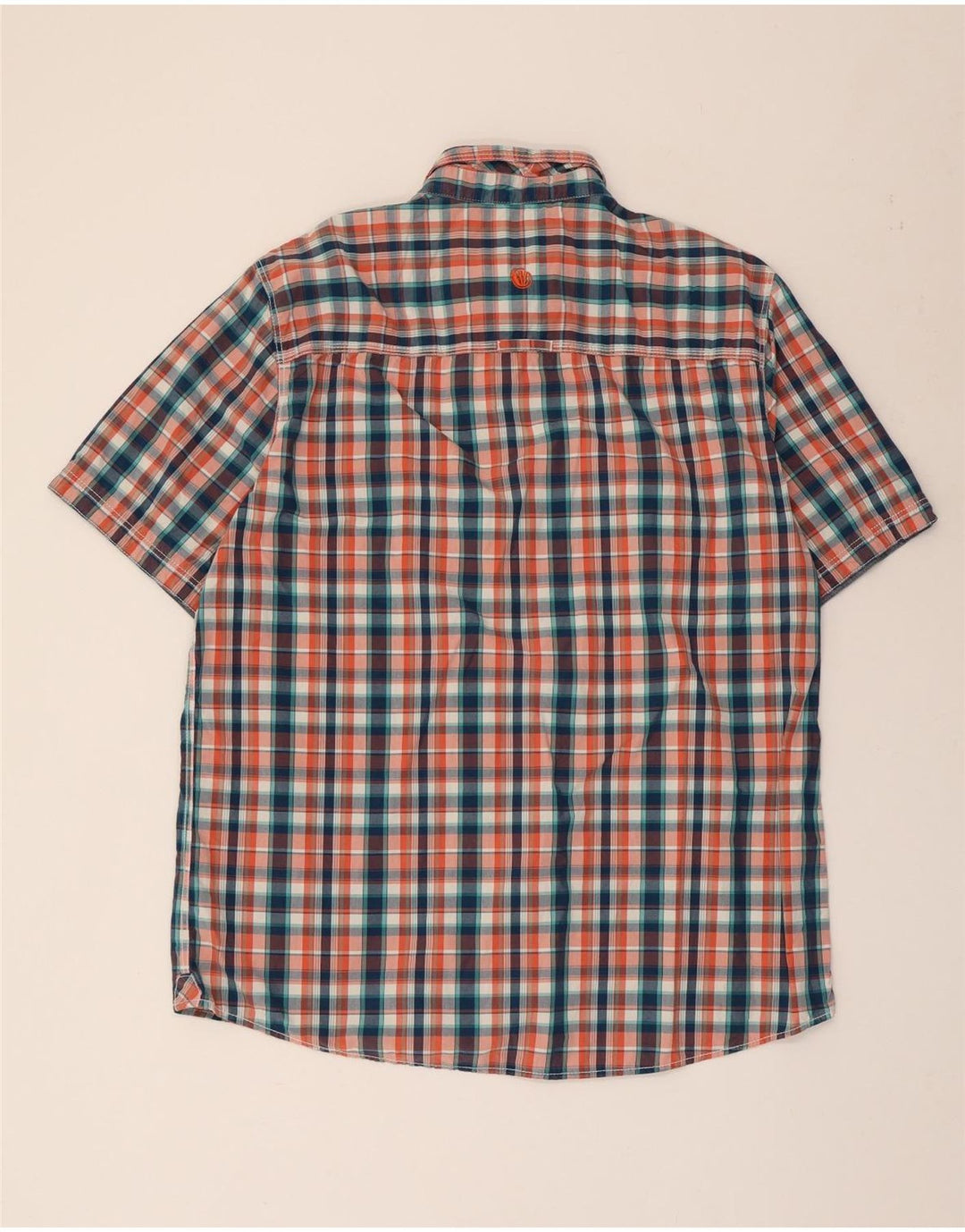 FAT FACE Мужская классическая рубашка с коротким рукавом XL, хлопковая разноцветная клетка