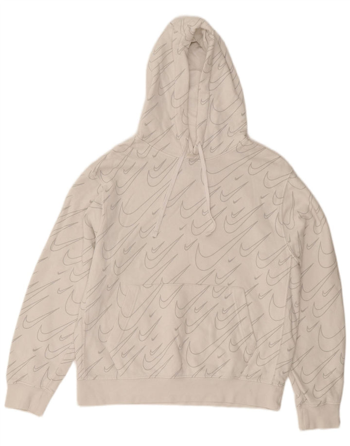 Мужской джемпер с капюшоном с рисунком Nike среднего размера, белый, хлопковый