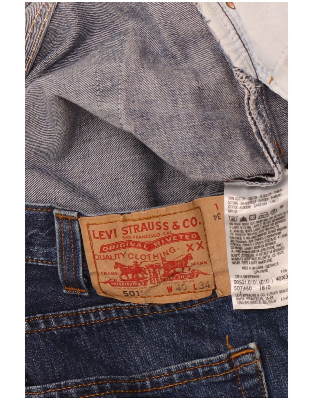 Мужские прямые джинсы LEVI'S 501 W40 L34 Темно-синие, хлопок