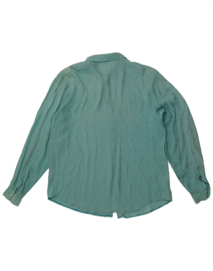 Женская блузка-рубашка VINTAGE IT 48 XL Синяя с геометрическим узором из ацетата