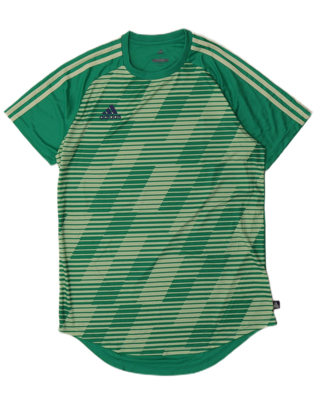 Мужская футболка ADIDAS Climalite, полиэстер, большая зеленая полоска