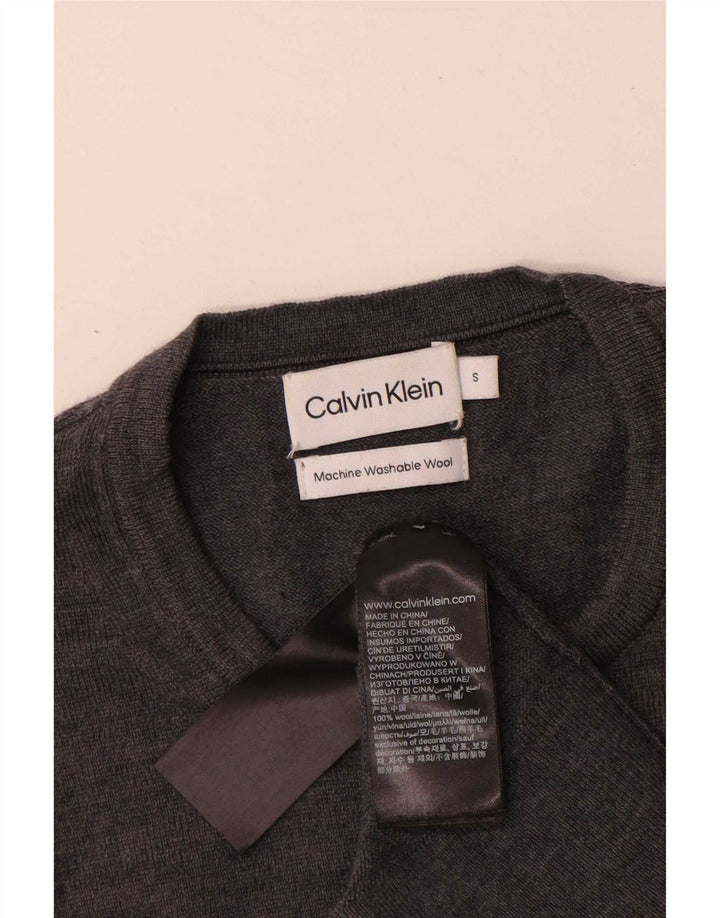 Мужской джемпер с круглым вырезом Calvin Klein, маленький серый шерстяной свитер