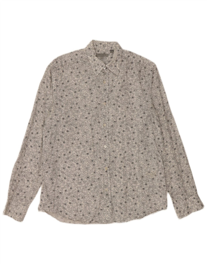 Мужская рубашка TED BAKER, размер 3, средний размер, белый хлопок с цветочным принтом