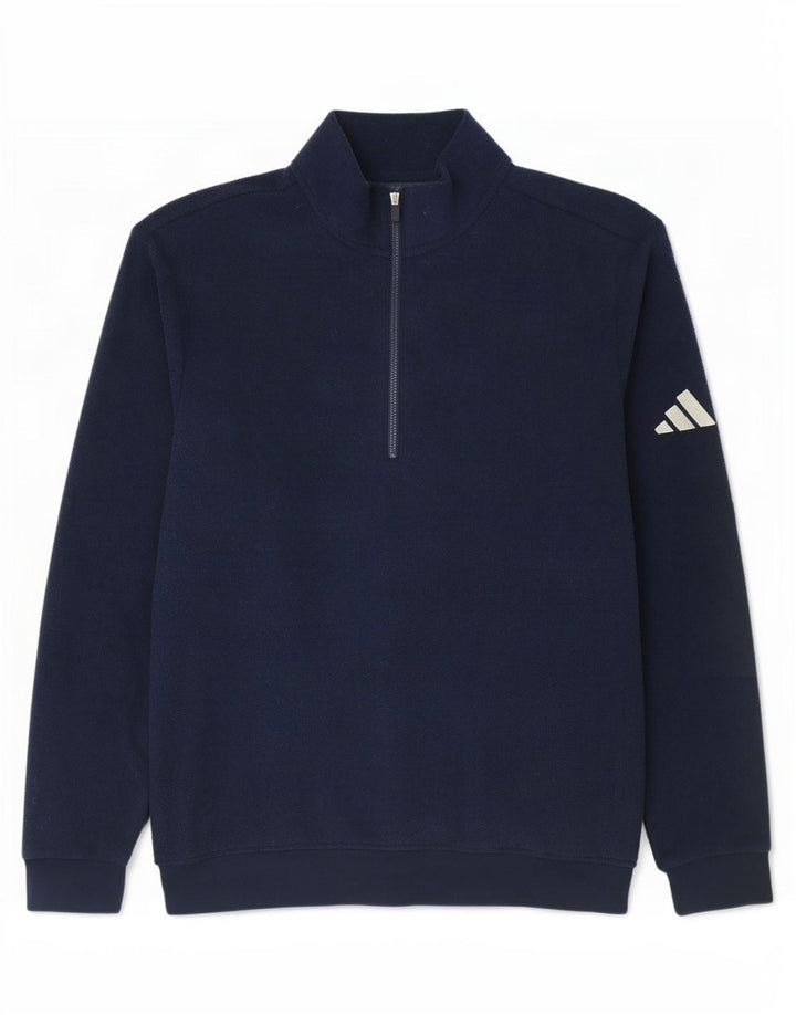 Мужской флисовый джемпер Adidas с воротником на молнии, средний темно-синий, полиэстер