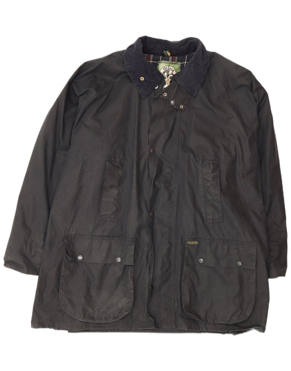 Оксфордская синяя мужская куртка свободного кроя из вощеного хлопка, Великобритания 42 XL, темно-синий хлопок