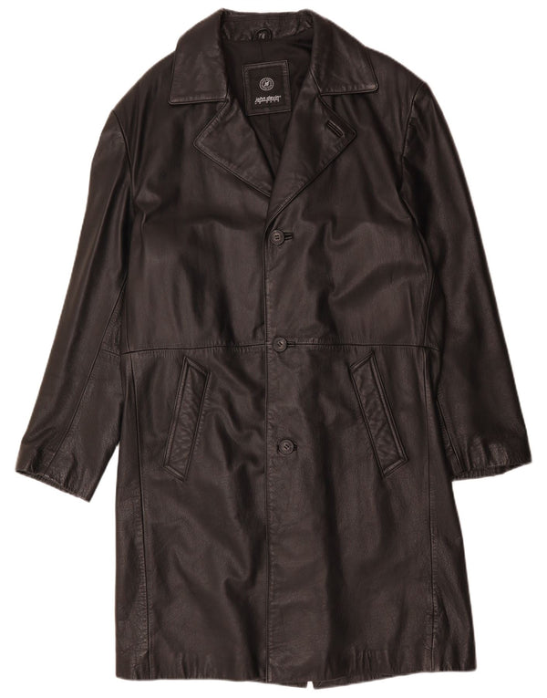 JOHN DEVIN Мужское кожаное пальто UK 38 Среднее черное кожаное