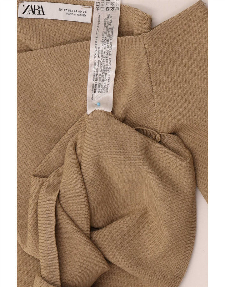 Женский укороченный топ с открытыми плечами Zara UK 4 XS, бежевый полиэстер