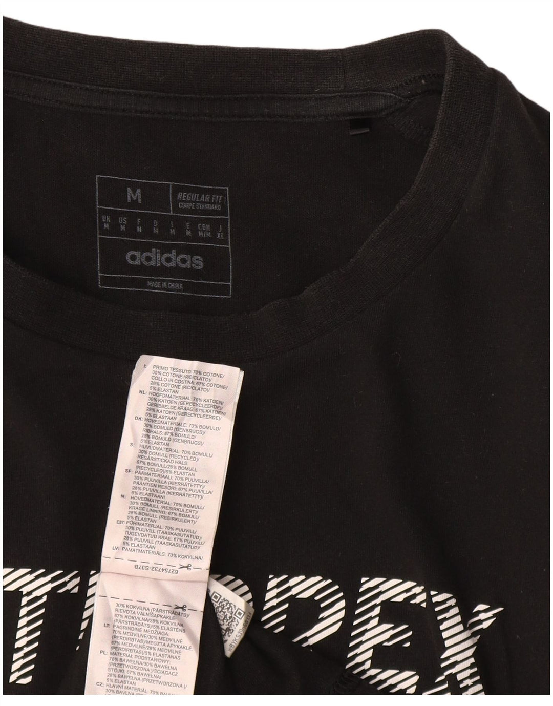 ADIDAS Мужская футболка Terrex Regular Fit с графическим рисунком Топ среднего размера, черный хлопок