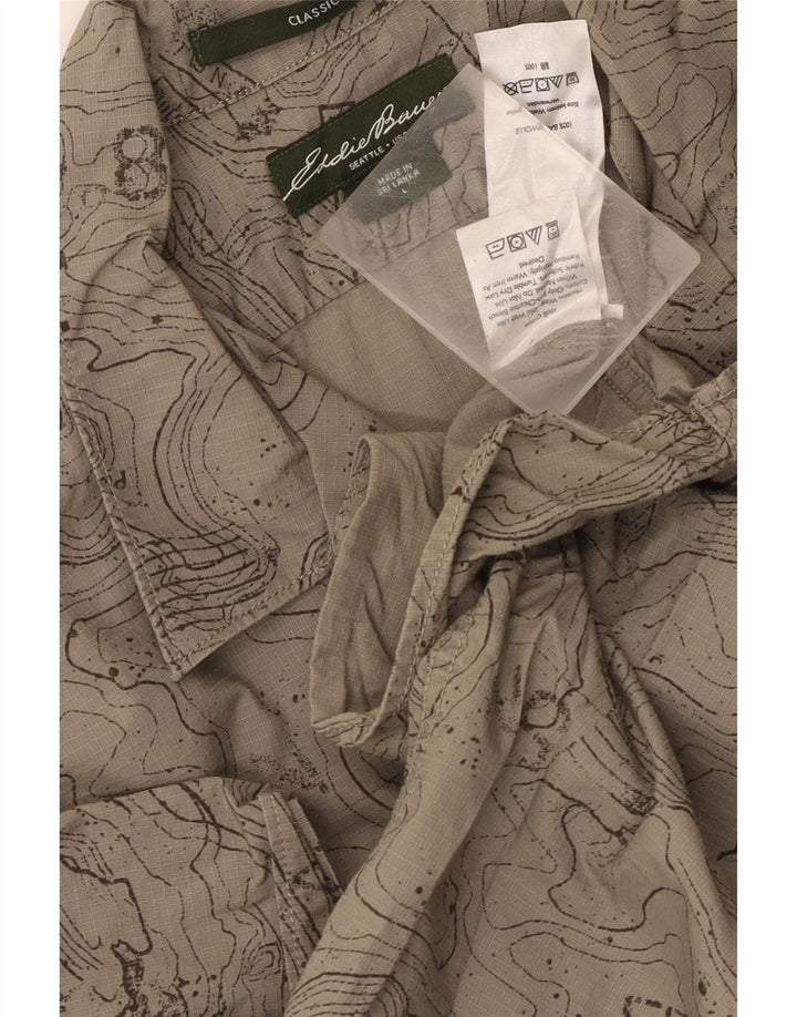 Мужская рубашка классического кроя Eddie Bauer с абстрактным узором, большая, бежевая, хлопковая