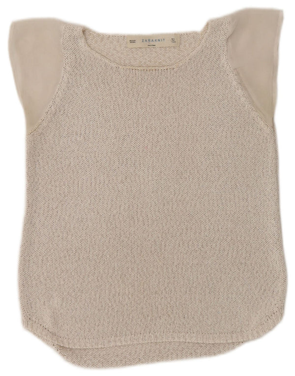 Женская вязаная блузка Zara Top UK 10, маленький бежевый