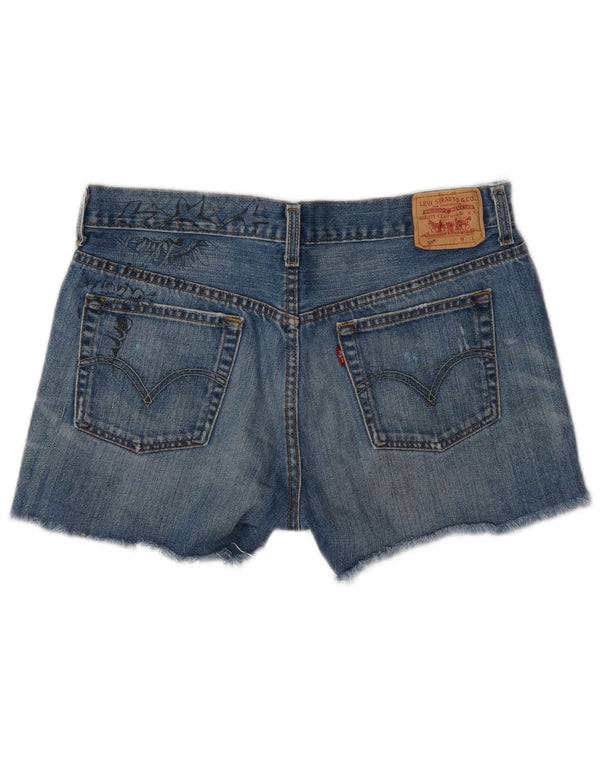 Женские джинсовые шорты Levi's 501 с рисунком W30, хлопок среднего синего цвета с цветочным принтом