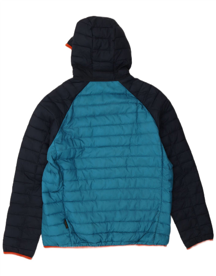 Мужская стеганая куртка с капюшоном Jack Wolfskin, Великобритания, 36/38, средний синий, цветные блоки