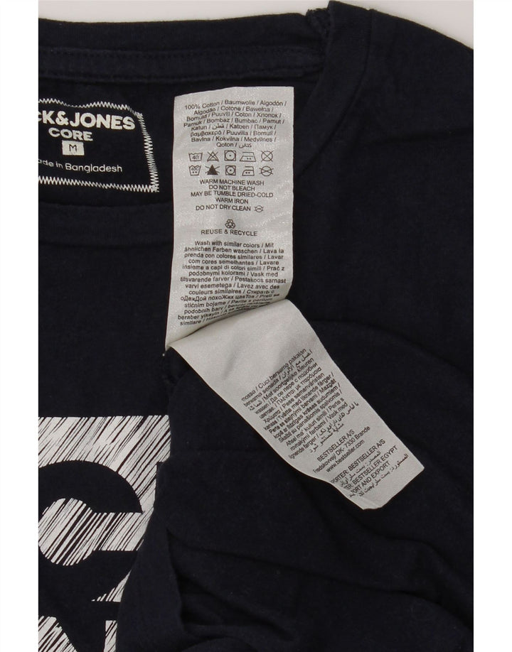 JACK & JONES Mens Graphic T-Shirt Top Medium Navy Blue Cotton Vintage Jack & Jones and Second-Hand Jack & Jones from Messina Hembry 